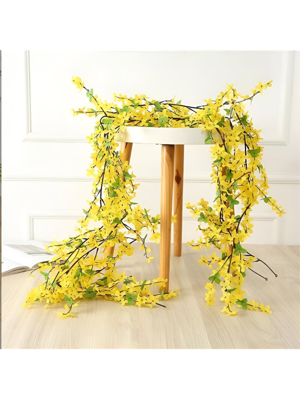 4Pcs Artificial Flowers Vine Silk Flower Garland Spring Yellow Flowers